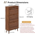 thumbnail image 2 of Shoe Storage Cabinet with 3 Flip Drawers, Fluted Narrow Entryway Shoe Organizer, Freestanding Wood Hidden Shoe Cabinet, Walnut, 2 of 9