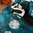 thumbnail image 3 of Feelyou Psychedelic Damask Twin Bedding Sets 7-Piece, Outer Space Planet Bedding Comforter Set, Starry Sky Galaxy Reversible Sheet Sets, Lightweight Room Decor, 3 of 7