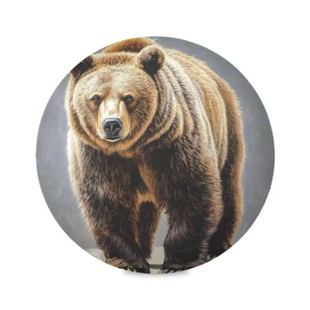 

15.4inch Round Placemats DIY Printing Design Suitable for Kitchen Table Party Decoration A Huge Bear