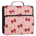 thumbnail image 2 of Water-Resistant 3-Ring Binder Organizer with Multiple Pockets Zipper Binder Bag for Office Red Bows and Polka Dots, 2 of 8