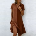 thumbnail image 2 of yillto Women Cover up Shirt Dress V Neck Short Sleeve Striped Beach Vacation Maxi Dresses Swimwear Coverups, 2 of 6