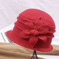 thumbnail image 3 of Wool Hats for Women Women's Winter Hats Fleece Elegants Floral Cloche Soft Women's Hats & Caps Watermelon Red, 3 of 3
