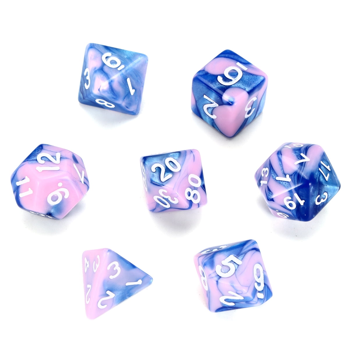 7Pcs Shiny Acrylic Polyhedral Dice DND RPG MTG Role Playing Game Bag 8