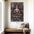 thumbnail image 2 of Elephant Stock Lotus Pose Buddha Wall Art - Vertical Canvas Wall Art - Living Room Wall Decor - People Canvas - Gray And Gold Decor - 34" x 51", 2 of 8