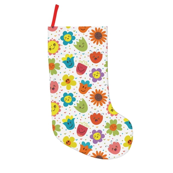 Fuzoiu Cartoon Flowers Print 18 inches Christmas Stockings, Personalized Christmas Stockings,for Family Decorations Hanging Ornament for Xmas Holiday Party