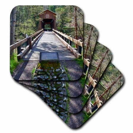 

3dRose OR McKee Covered Bridge Applegate River - US38 JWI0424 - Jamie and Judy Wild Soft Coasters set of 8