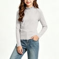 thumbnail image 2 of Acaics Girls' Long-Sleeve Layering T-Shirt: Solid-Color Modal Long-Sleeve Crew Neck Casual High-Neck Top, Ages 1–13, 2 of 7