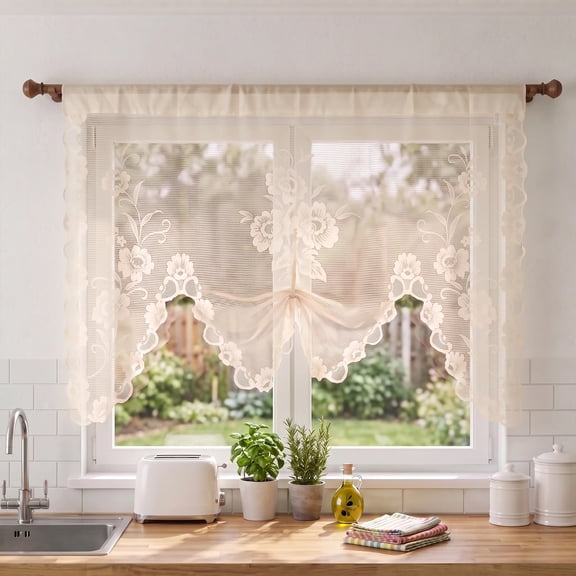 1 Panel Lace Valance 59.06x39.37 Inch Rod Pocket Design for Kitchen Window