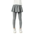 thumbnail image 3 of Little Girls Footless Leggings with Mini Ruffle Skirt Stretchy Cotton Pantskirt Lined Leggings School Uniform Tutu Fall Winter Pantskirt Clothes for Birthday Gifts Size 5-6, 3 of 3
