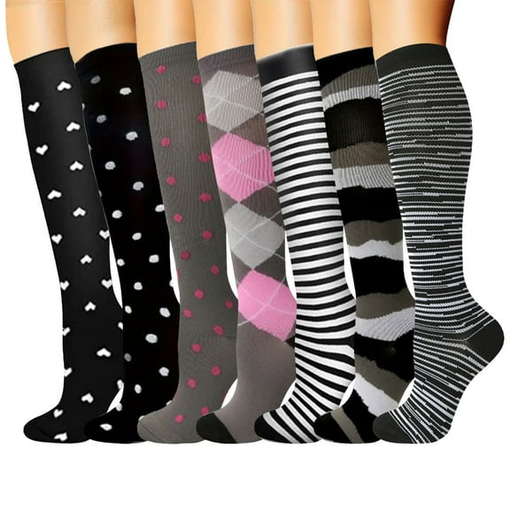 VEGCOO 7-Pair Socks for Men & Women - Breathable Calf-Length Socks (Sizes 7-13.5) - Running, Gym, Everyday Wear