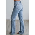 thumbnail image 3 of Thea Flying Monkey Women's High Rise Flare Jeans, Distressed 90s Fit, Medium Wash, 3 of 8
