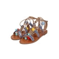 thumbnail image 1 of Breckelles Kylee-22 Natural Nude Pom Pom Gladiator Sandal, 1 of 4