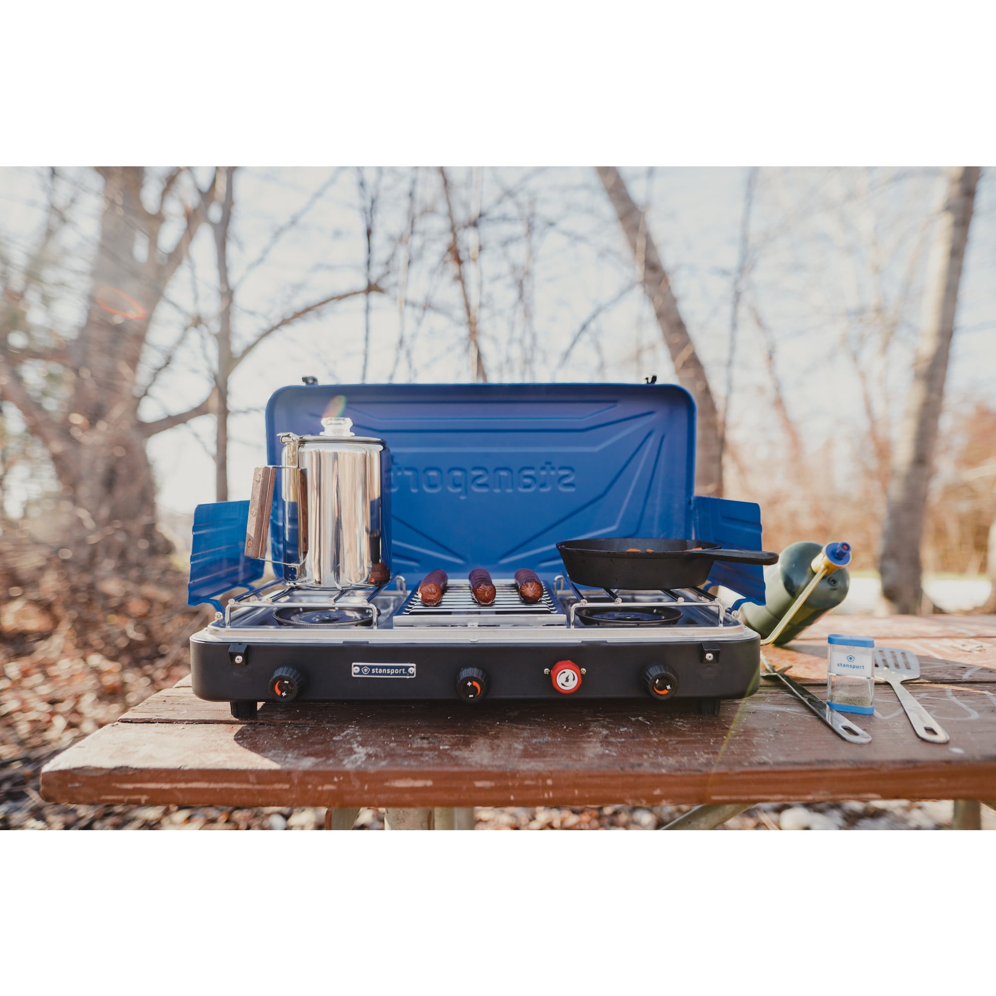 Stansport 2-Burner Propane Stove with Grill