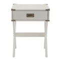 thumbnail image 6 of Hassch 1-Drawer End Table with Flush Pull & Metal Corner Accent, Square Side Table for Bedroom or Living Room (White), 6 of 10