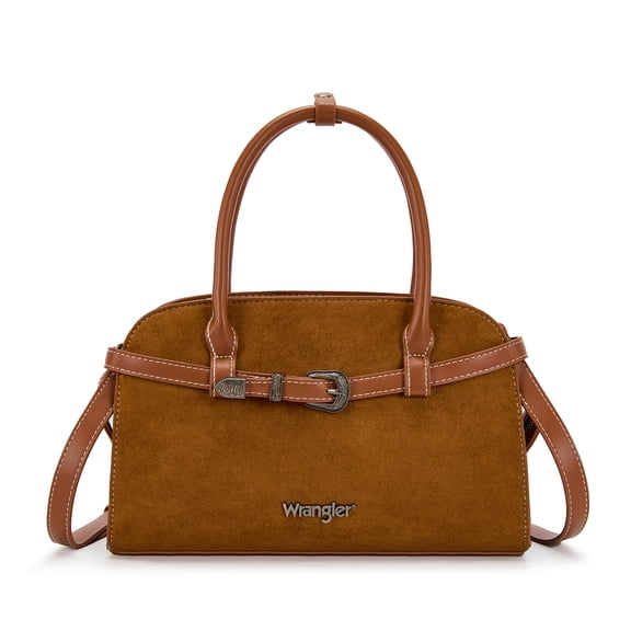 Wrangler Suede Handbag for Women Small Satchel Crossbody Bag Western Purse, Brown