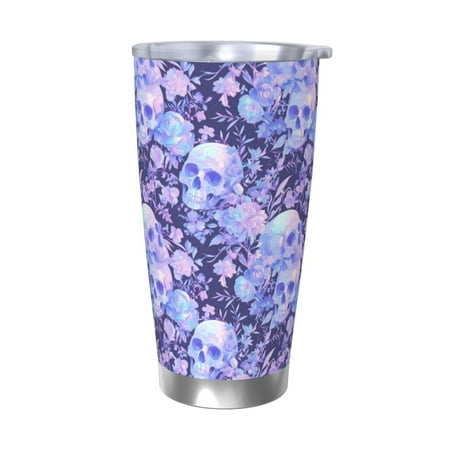 

Cauagu flower crystal Skull Pattern 20oz Tumbler Stainless Steel Vacuum Insulated Tumbler with Lid Insulated Coffee Mug Thermal Cup with Splash Proof Sliding Lid-Without Straw