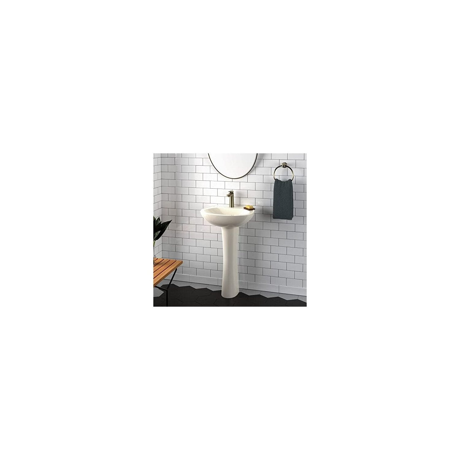 Homestock Mountain Lodge Lavatory With Straight Column And Curved Bowl, 7.75 X 14.75 X 31.5 Inch - Compact And Elegant Bathroom Sink