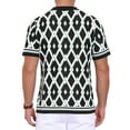 thumbnail image 3 of Men's Argyle Polo Shirt Casual Short Sleeve Plaid Knitted Shirts 2XL Black, 3 of 6