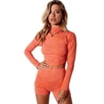 thumbnail image 1 of ITFABS Hauts Courts à Manches Longues pour Femmes, T-shirt Dos Nu Imprimé, Blouse Courte, 1 of 9