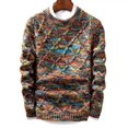 thumbnail image 1 of Suéter de invierno para hombre, parte superior de punto grueso, cuello redondo, ropa para hombre, chaqueta interior de manga larga, ropa de moda para hombre, 1 of 5