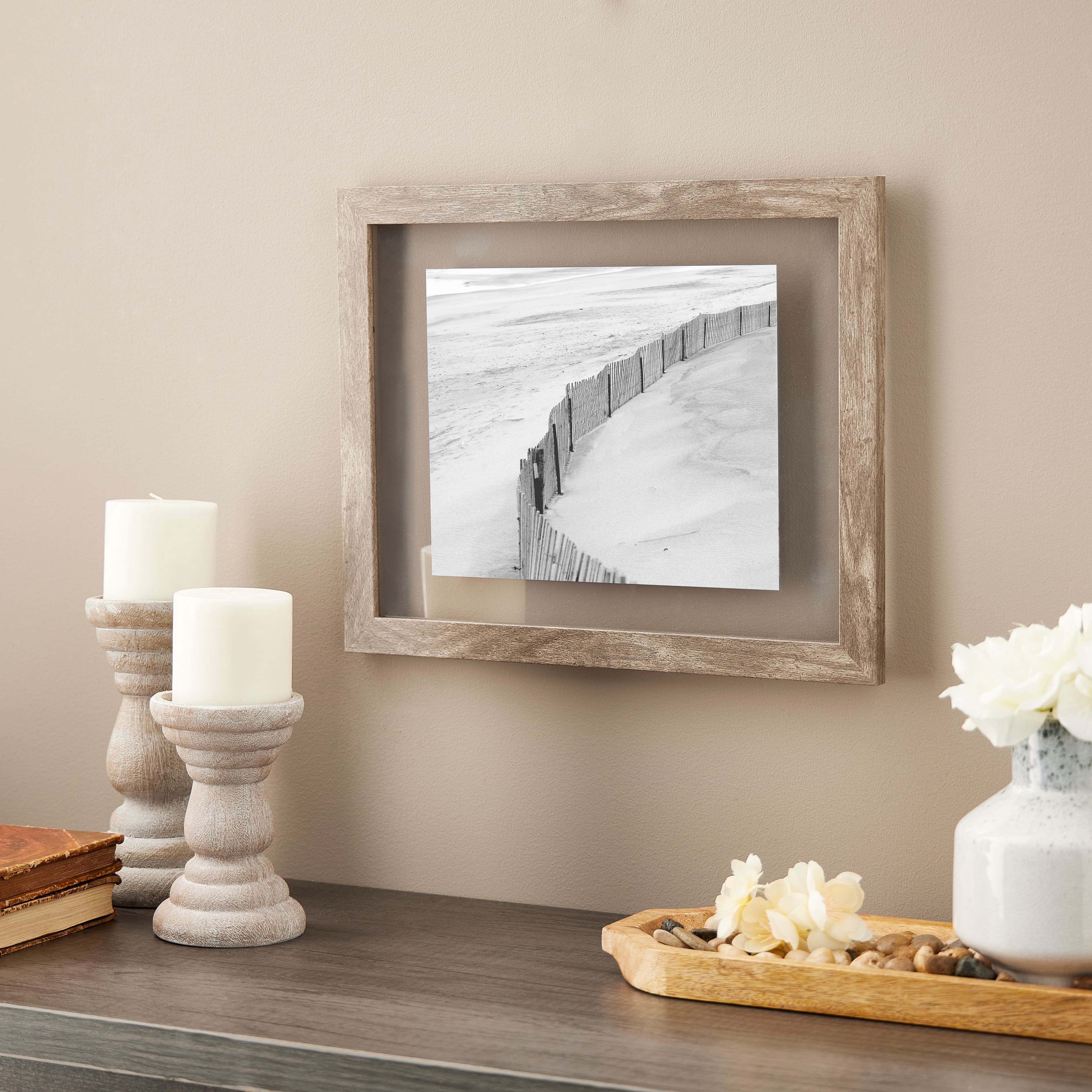 Studio Decor 11" x 14" Gray Belmont Float Picture Frame with 8" x 10" Mat - Pre-attached Hanging Hardware, Horizontal or Vertical - MDF, 1 Pack