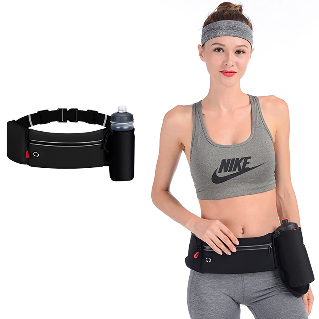 Bangcool Sport Waist Bag Waterproof Adjustable Running Waist Bag Fanny Pack With Bottle Black