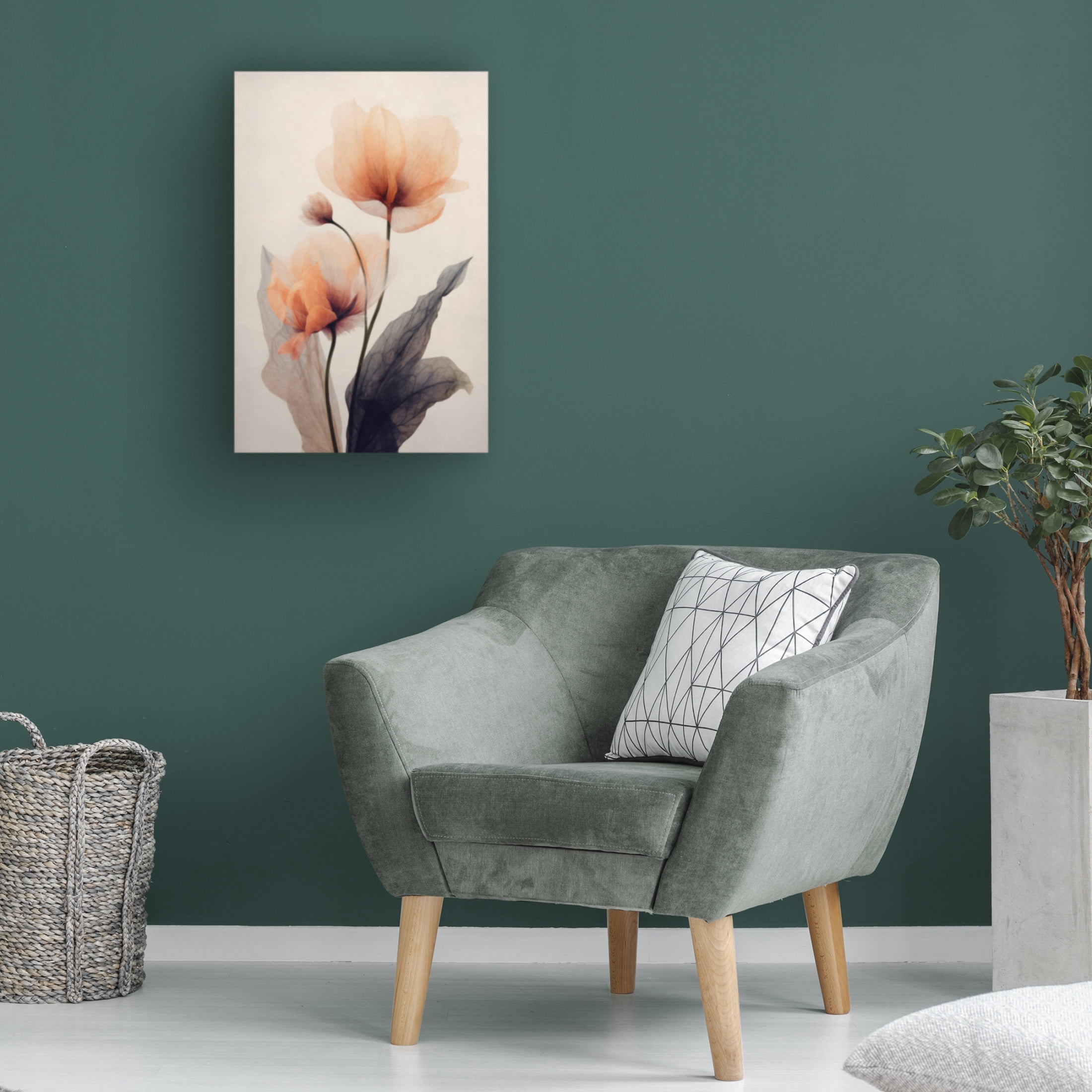 Canvas Wall Art - Treechild  'Parchmentflowersno6' Wall Art for Living Room, Bedroom, or Office Décor by Trademark Fine Art - 22 x 32 Inches