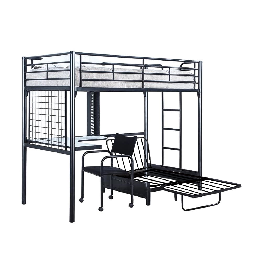 Alto Contemporary Metal Loft Bunk Bed With Desk, Coaster Furniture Bunks Full Metal Workstation Loft Bed