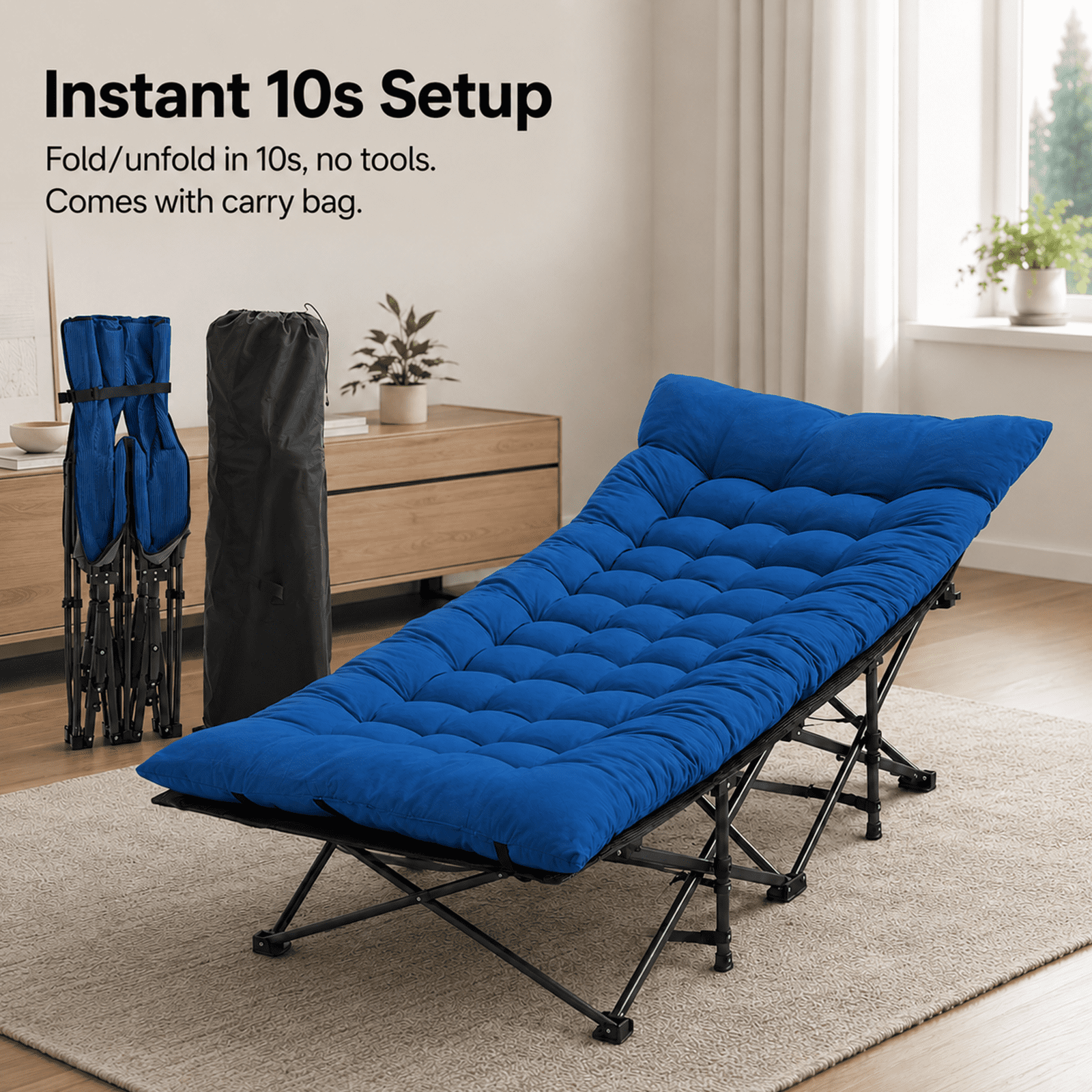 Alvantor Camping Cot, Folding Camping Cots /Mattress for Adults, Portable Sleeping Cot with Carry Bag, Portable Heavy Duty 74"x28" Bed