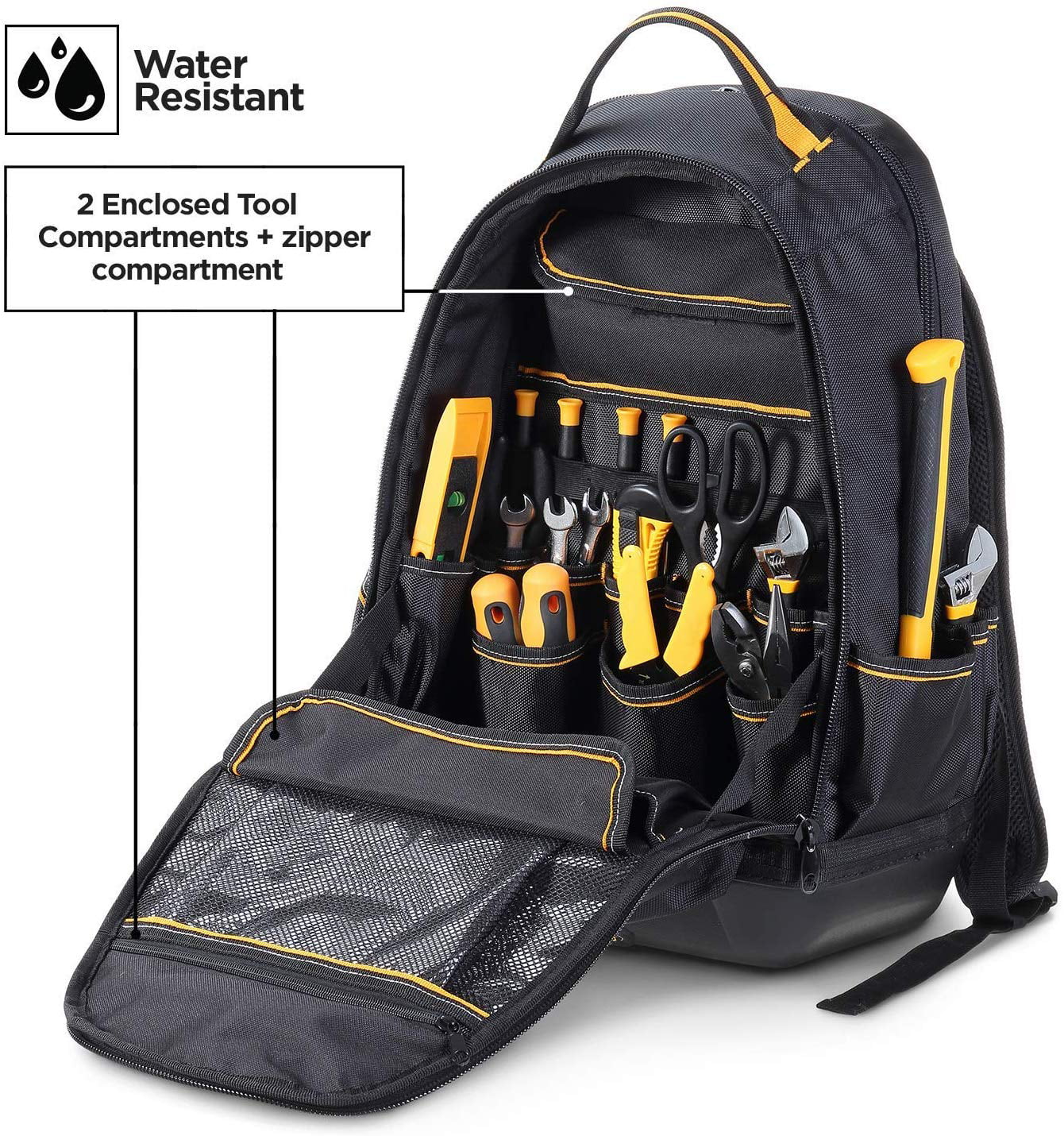 STEELHEAD 35-Pocket Solid Molded Base Heavy-Duty Tool Backpack, Waterproof  Reinforced Molded Bottom, Laptop Compartment, Padded Back Support, Jobsite  Ready: Electricians, Plumbers, Contractors, HVAC
