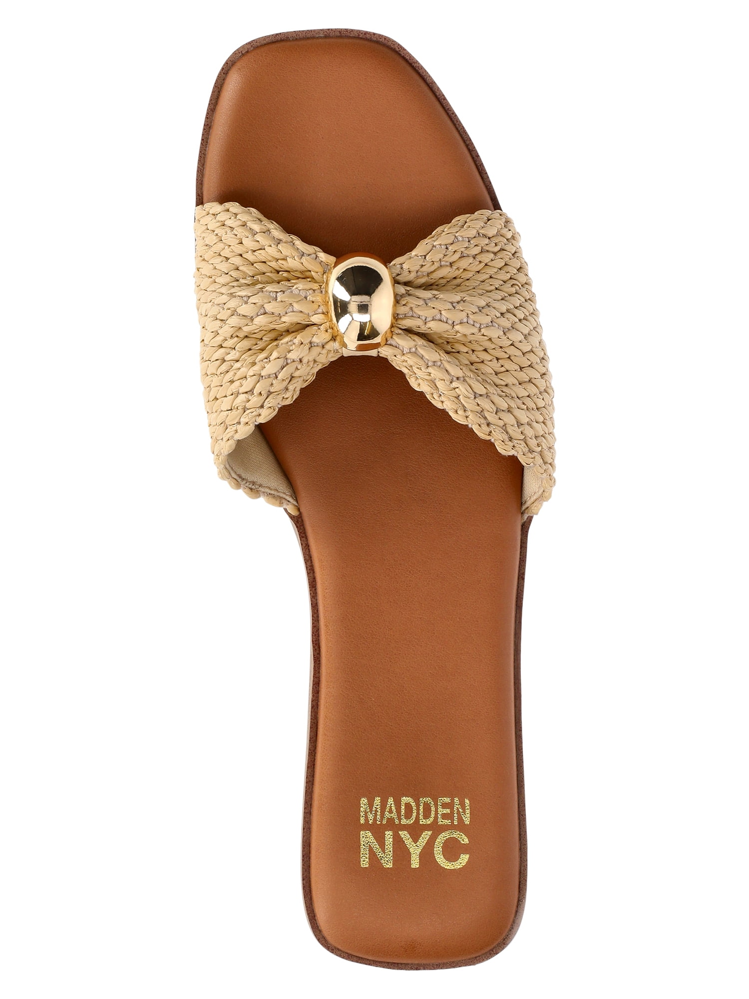 Madden NYC Women's Raffia Knot Slide Sandals