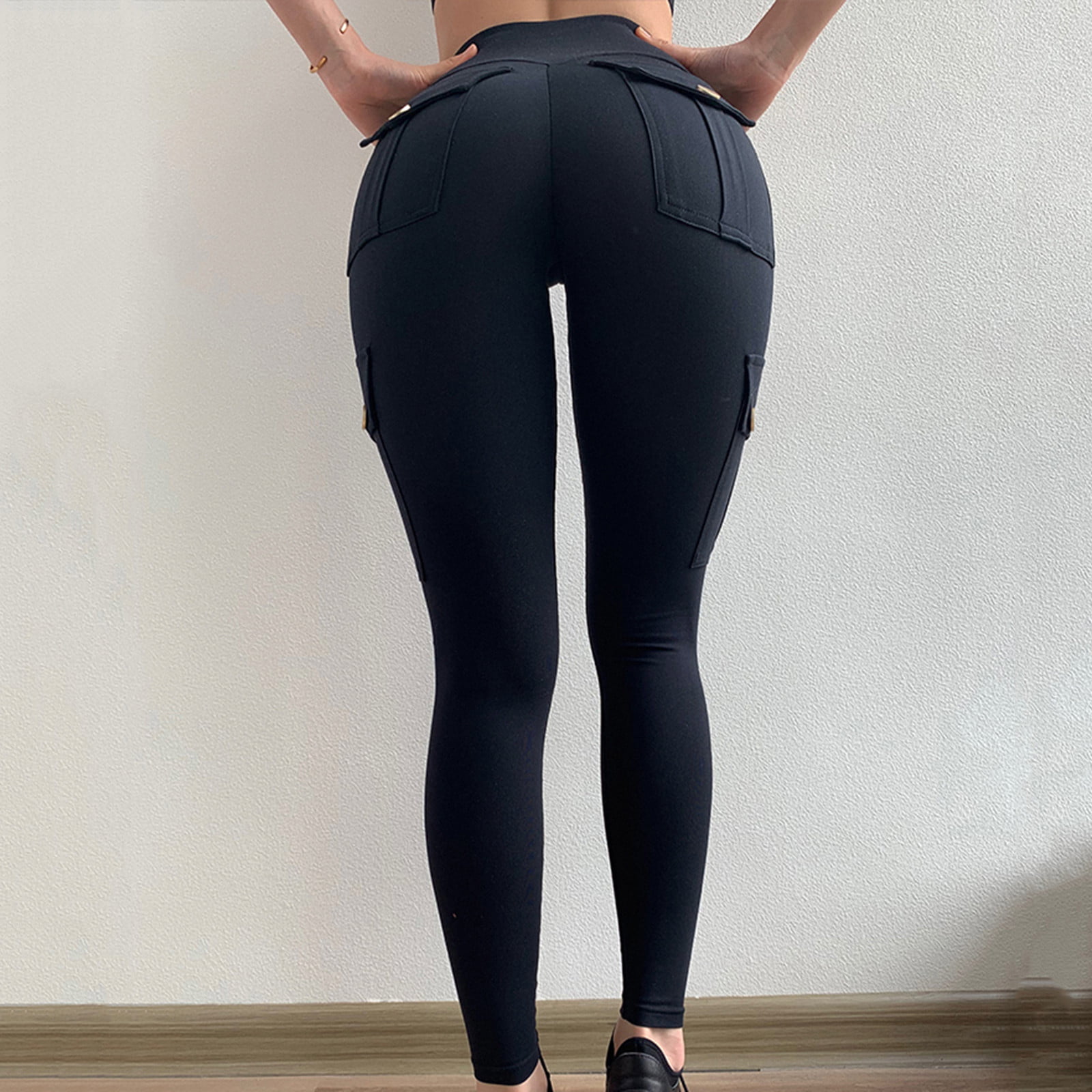 Kayannuo Yoga Pants with Pockets for Women Christmas Clearance Women's High  Waist Solid Color Tight Fitness Yoga Pants Nude Hidden Yoga Pants Green