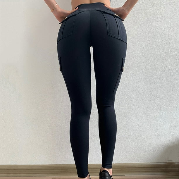 Women's Cargo Workout Leggings with 4 Pocket High Waist Tummy Control Yoga  Pants 