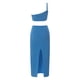 thumbnail image 3 of Gibobby Vestido casual de verano para mujer Nuevo vestido largo elegante con abertura en la espalda hueca de un hombro de color sólido para mujer(Azul,G), 3 of 5