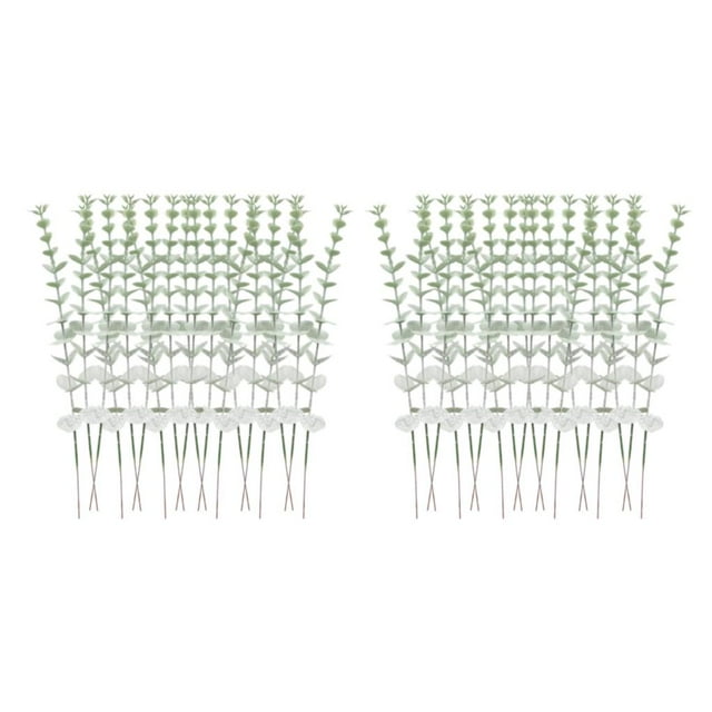 relayinert Lot de 12/lot Bouquet de Plantes Simulées à Bas Prix avec Fil de Fer à Haute Efficacité avec Plasticité Arbitraire Poudre Verte d'Eucalyptus 2 Pcs