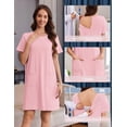 thumbnail image 3 of Pinspark Hospital Gowns for Women Open Back Tear Away Short Sleeve Dress Snap Open Post Surgery Adaptive Nightgown with Pockets, 3 of 6