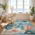 thumbnail image 3 of Design&I 6'x9' Washable Area Rug Blue Ocean Underwater Adventure Playful Marine Life with and Fish for Dining Room, Under Table, Office, Snag-Free, 3 of 7