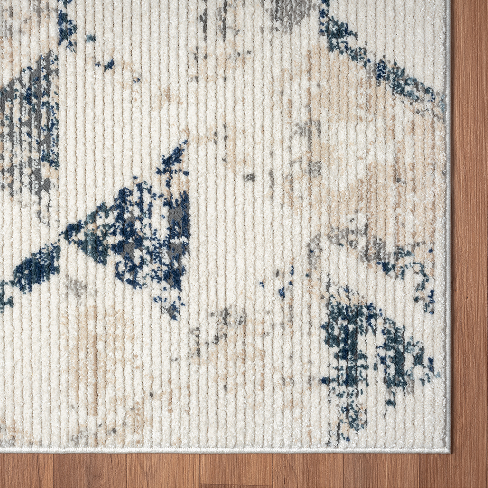 Ox Bay Bellamy 7'9" x 9'9" Ivory/Blue Geometric Durable Performance Indoor Area Rug
