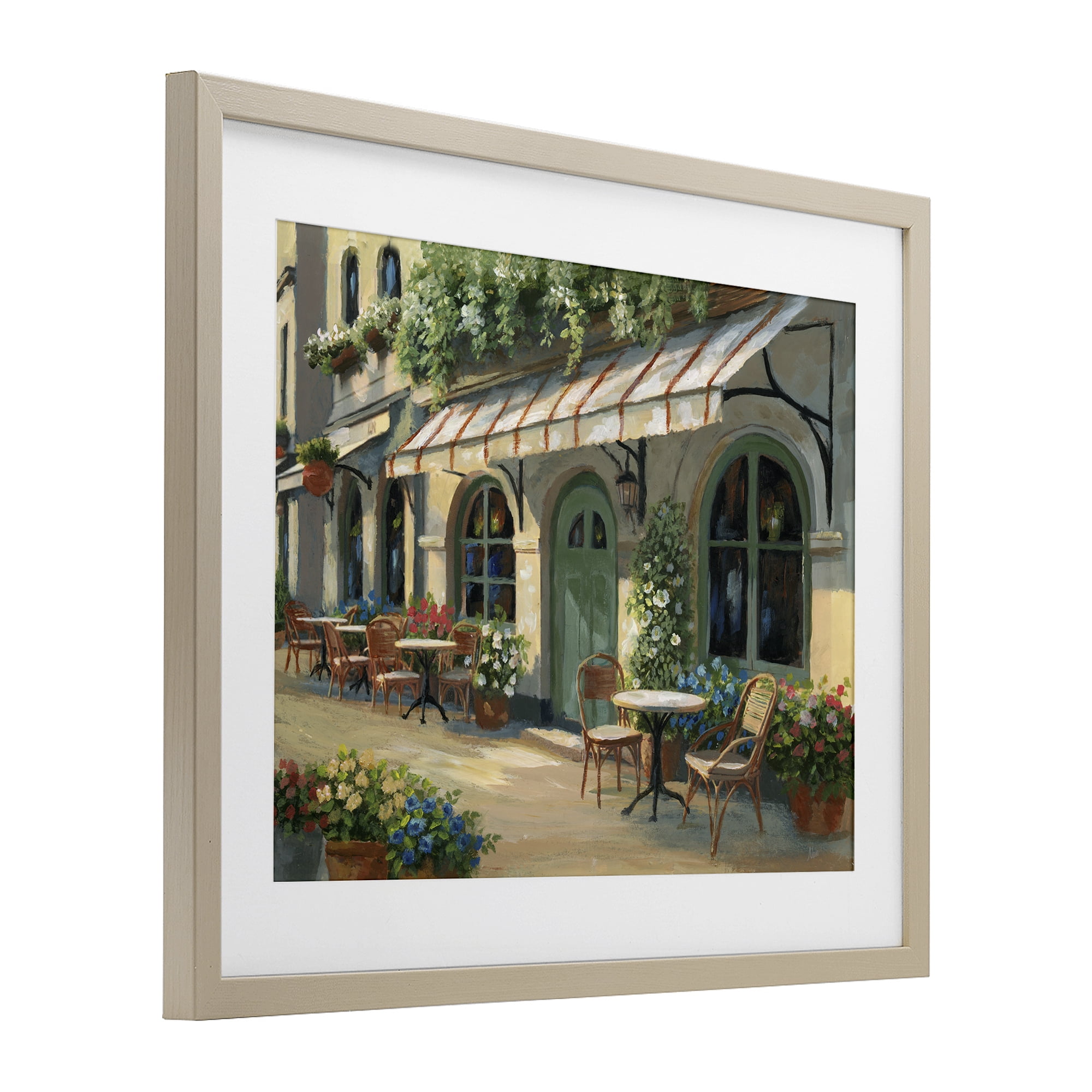Stupell Industries Cozy Cafe Sunlit Patio Birch Framed Print Under Glass, design by Nan