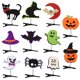 thumbnail image 2 of 11 horquillas para el pelo de Halloween con dibujos de calabaza y murciélago, accesorios para el pelo de fiesta., 2 of 5