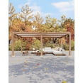 thumbnail image 3 of Senfot Outdoor Aluminum Louvered Pergola, Half Aluminum Half Iron, Wood Grain Finish, Garden Pavilion Woood 10x20, 3 of 7