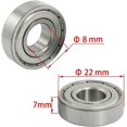 thumbnail image 2 of 608ZZ Roulement à Billes Rainuré 8 x 22 x 7 mm, 20 Pcs Double Métal Blindé, Adapté pour Roulements de Planche à Roulettes, Roue de Remplacement 3D, Longboard, Patins à Roulettes, Patins en Ligne, Trottinettes Etc. (Lot de 20), 2 of 5