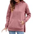 thumbnail image 1 of Sudaderas con capucha sólidas para mujer Sudaderas con capucha laterales con abertura de bolsillo fr Abanopi Rosa/Pequeña, 1 of 7