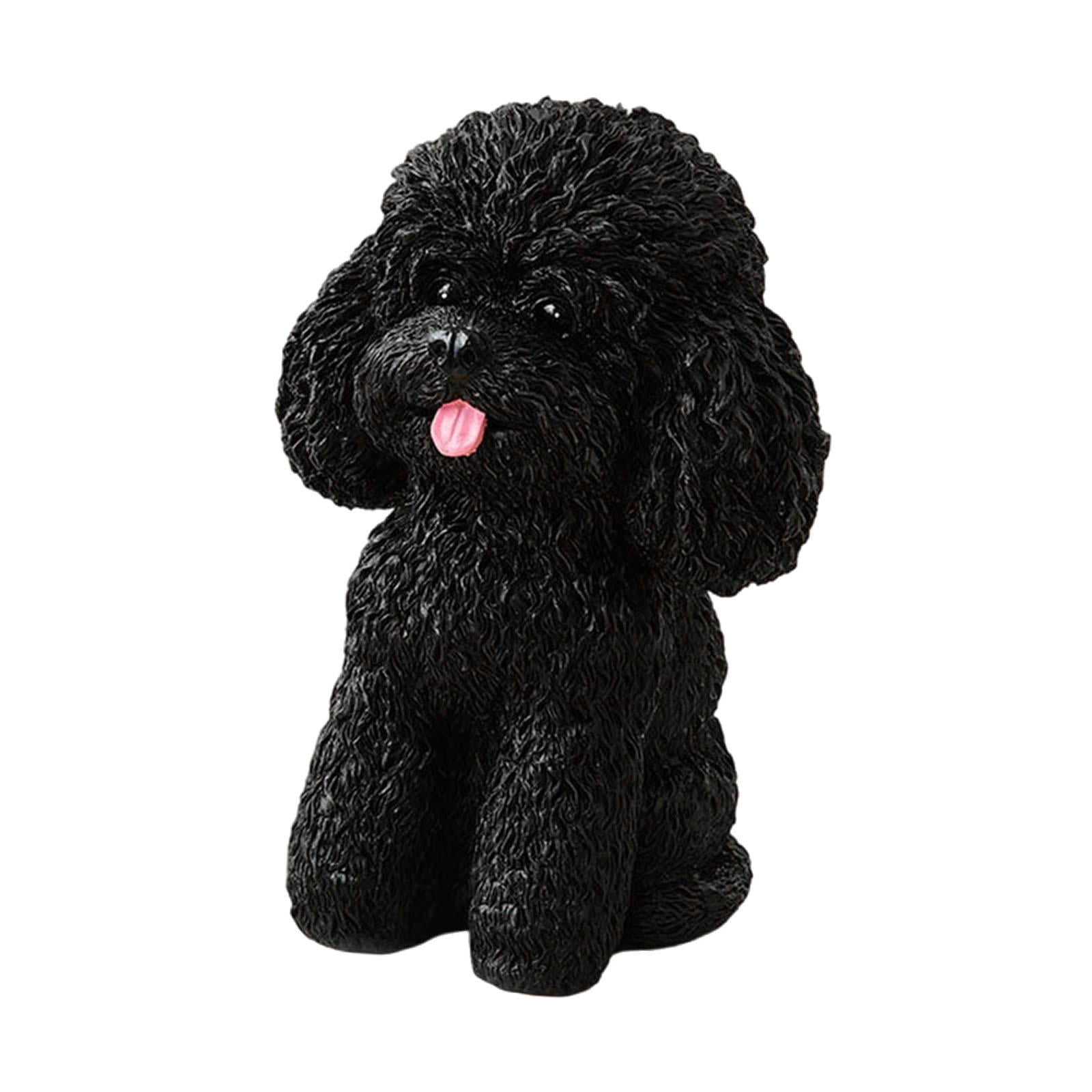 Fancyes Seating Dog Statue Inner And Outdoor Decoration Home Decoration Collections Garden Puppy Sculpture for Entrance Farmhouse Black