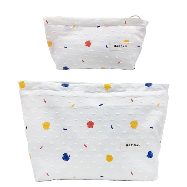 Juego de 2 neceseres de maquillaje. Neceser grande de viaje, organizador de artículos de aseo para mujer, con bordado floral. Neceser pequeño con cremallera.