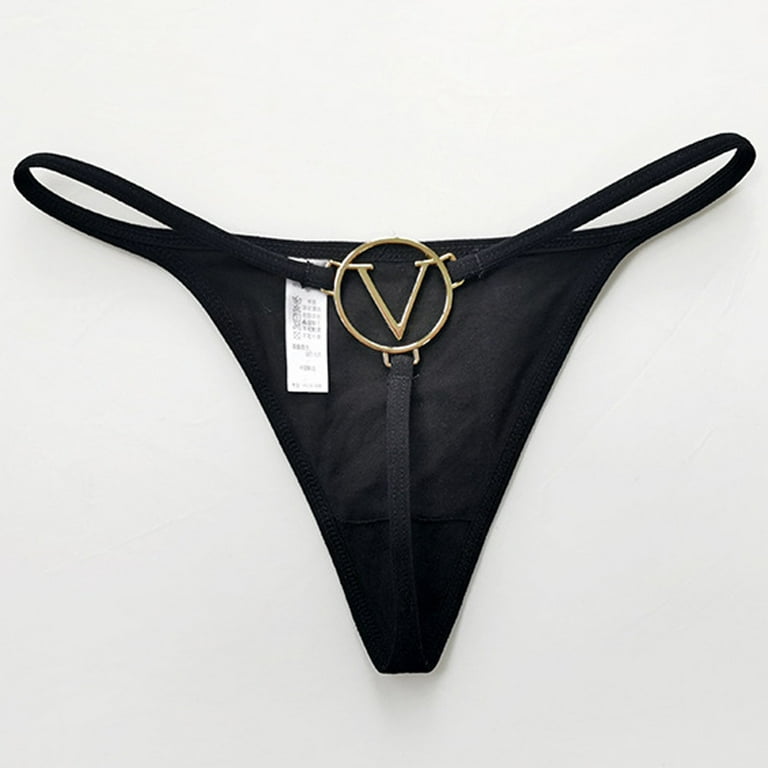 DNDKILG T Back Thongs for Women Low Rise G String Sexy Chain Bikini  Underwear B One Size 