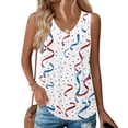 thumbnail image 3 of 250th Anniversary Tank Top for Women 1776-2026 - Sparkly Ombre American Flag V-Neck Sleeveless Tee - Patriotic 4th of July Graphic Blouse Royal Blue XL, 3 of 6