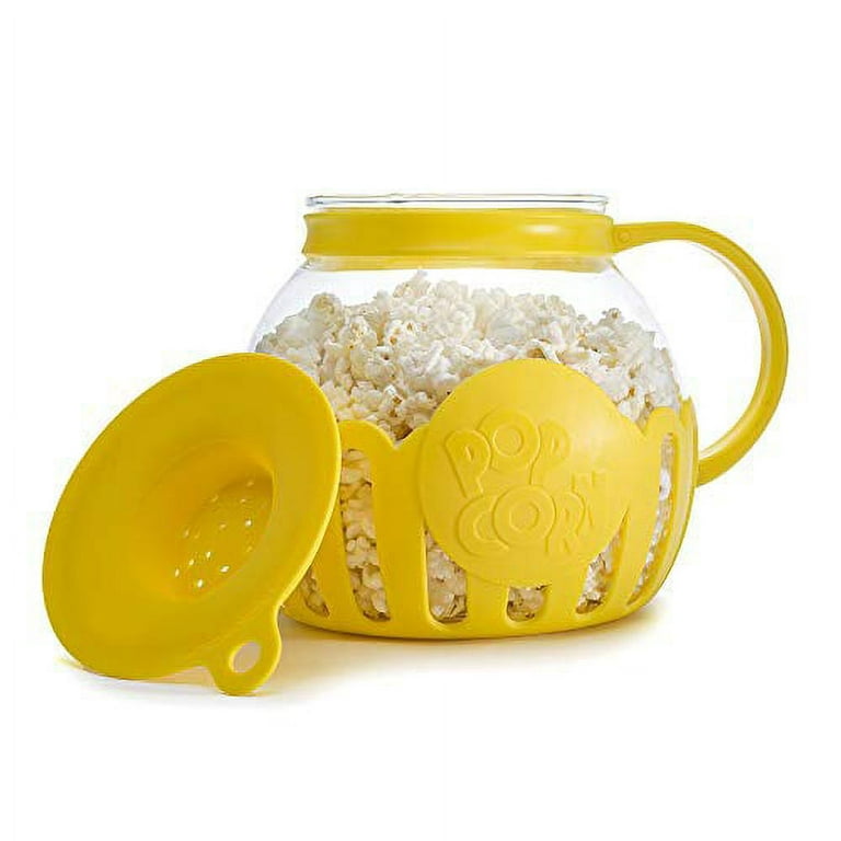 Ecolution Original Microwave Micro-Pop Popcorn Popper, Borosilicate Glass,  3-in-1 Silicone Lid, Dishwasher Safe, BPA Free, 3 Quart Family Size, Yellow  