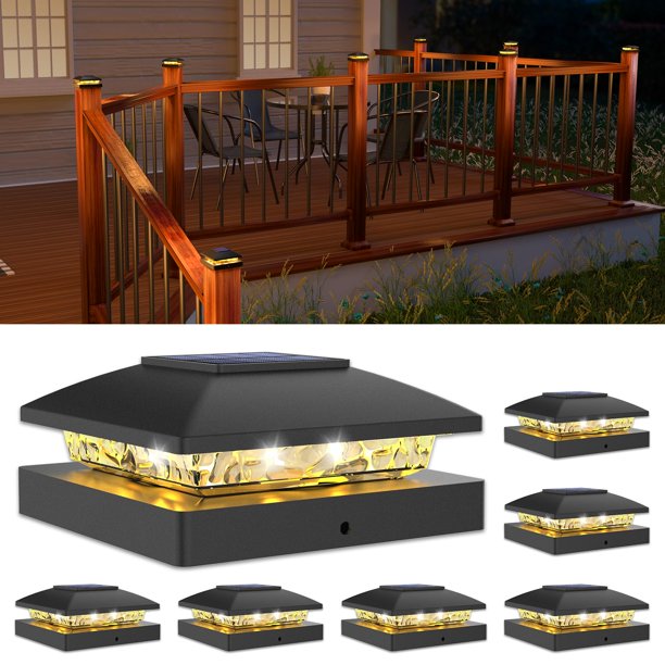Luz solar para poste VOLISUN 4x4 impermeable, blanco cálido