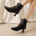 thumbnail image 4 of Mepaouo Women Vintage Victorian Lace up Boots Kitten Heel Walking Ankle Short Booties(Black,8.5), 4 of 8
